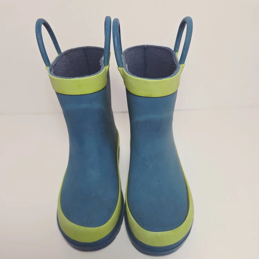 Blue Mountain Kids Rain Boots Blue & Lime Green | Size 5/6 - Picture 5 of 6